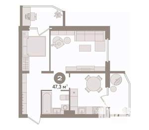 2-к квартира, вторичка, 47м2, 16/24 этаж
