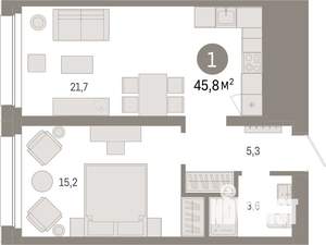 1-к квартира, вторичка, 46м2, 2/17 этаж