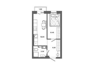 1-к квартира, вторичка, 29м2, 9/19 этаж