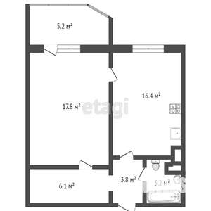 1-к квартира, вторичка, 47м2, 7/24 этаж