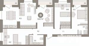 3-к квартира, вторичка, 115м2, 3/17 этаж