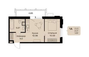 1-к квартира, строящийся дом, 36м2, 14/18 этаж