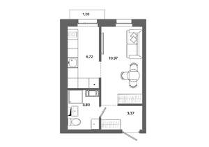 1-к квартира, вторичка, 25м2, 3/19 этаж