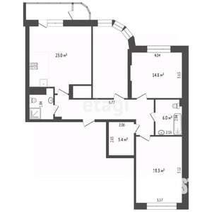 3-к квартира, вторичка, 105м2, 18/26 этаж