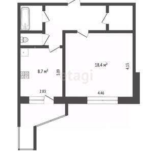 1-к квартира, вторичка, 42м2, 8/9 этаж
