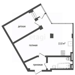 1-к квартира, вторичка, 43м2, 3/22 этаж
