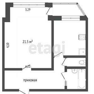 1-к квартира, вторичка, 43м2, 5/5 этаж