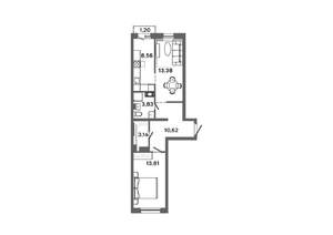 2-к квартира, вторичка, 54м2, 6/19 этаж