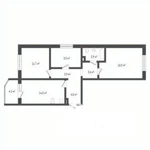3-к квартира, вторичка, 67м2, 16/17 этаж