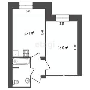 1-к квартира, вторичка, 33м2, 4/5 этаж