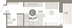 Студия квартира, вторичка, 24м2, 7/9 этаж