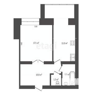 1-к квартира, вторичка, 44м2, 4/9 этаж