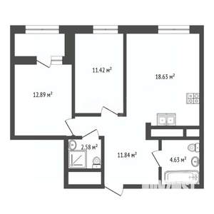 2-к квартира, вторичка, 62м2, 5/23 этаж