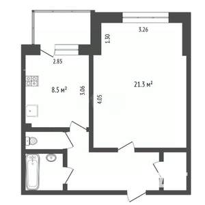 1-к квартира, вторичка, 43м2, 3/9 этаж