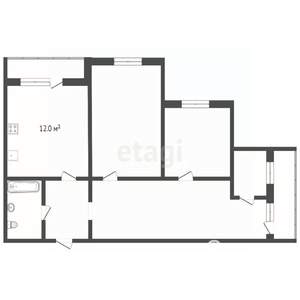 3-к квартира, вторичка, 71м2, 2/4 этаж