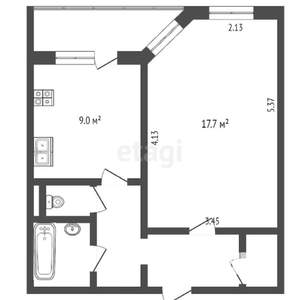 1-к квартира, вторичка, 42м2, 5/9 этаж