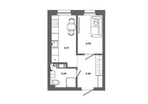 1-к квартира, вторичка, 24м2, 10/19 этаж