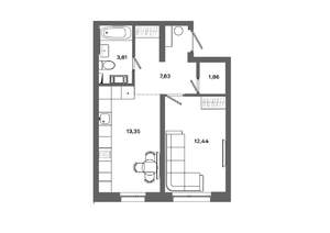 1-к квартира, вторичка, 39м2, 1/19 этаж