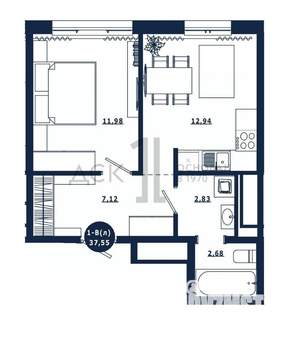 1-к квартира, вторичка, 38м2, 10/16 этаж