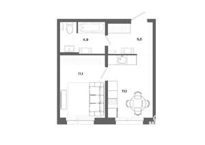 1-к квартира, вторичка, 32м2, 12/19 этаж