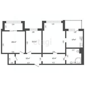 3-к квартира, вторичка, 87м2, 3/9 этаж