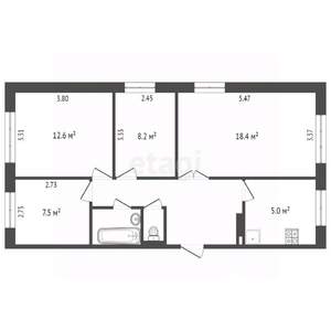 4-к квартира, вторичка, 70м2, 1/5 этаж