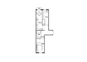 2-к квартира, вторичка, 54м2, 17/19 этаж