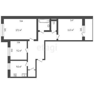 3-к квартира, вторичка, 65м2, 2/5 этаж