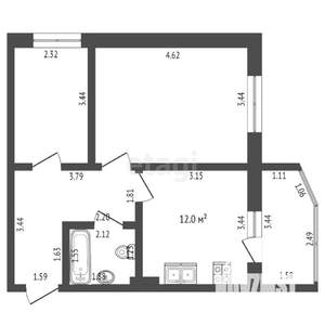 2-к квартира, вторичка, 53м2, 1/25 этаж