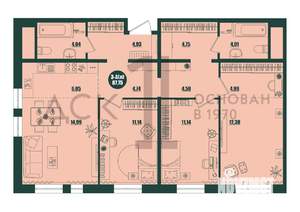 3-к квартира, вторичка, 88м2, 10/16 этаж