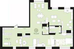 Студия квартира, сданный дом, 171м2, 17/17 этаж