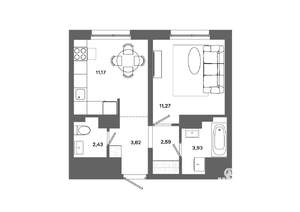 1-к квартира, вторичка, 35м2, 10/19 этаж