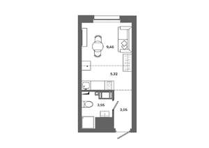 Студия квартира, вторичка, 21м2, 14/19 этаж