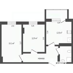 2-к квартира, вторичка, 61м2, 7/17 этаж