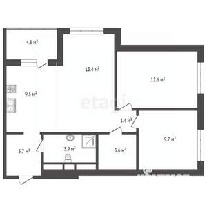 2-к квартира, вторичка, 58м2, 11/16 этаж