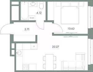 1-к квартира, вторичка, 41м2, 3/9 этаж
