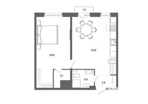 1-к квартира, вторичка, 51м2, 6/19 этаж