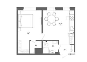 1-к квартира, вторичка, 43м2, 4/19 этаж