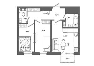 2-к квартира, вторичка, 44м2, 5/19 этаж