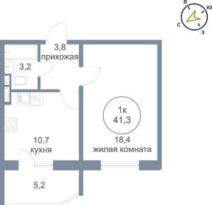 1-к квартира, вторичка, 41м2, 3/25 этаж