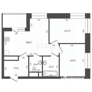 2-к квартира, вторичка, 55м2, 11/16 этаж