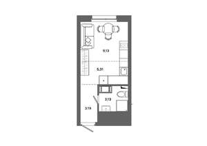 Студия квартира, вторичка, 21м2, 16/19 этаж