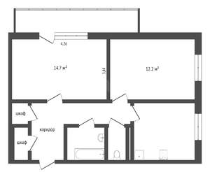 2-к квартира, вторичка, 50м2, 4/9 этаж
