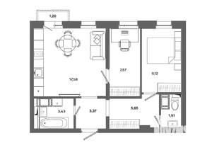 2-к квартира, вторичка, 49м2, 11/19 этаж