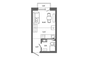 Студия квартира, вторичка, 20м2, 3/19 этаж