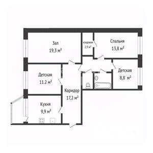 4-к квартира, вторичка, 87м2, 5/5 этаж