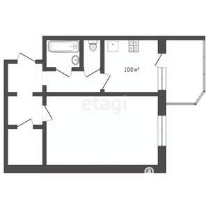 1-к квартира, вторичка, 43м2, 2/5 этаж