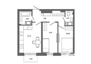 2-к квартира, вторичка, 43м2, 3/19 этаж