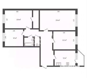 2-к квартира, вторичка, 77м2, 3/6 этаж