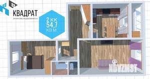 2-к квартира, вторичка, 55м2, 1/5 этаж